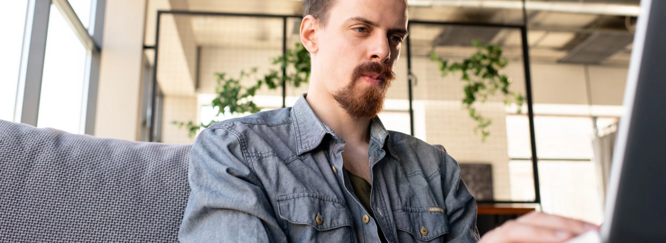 young man interacting on social media