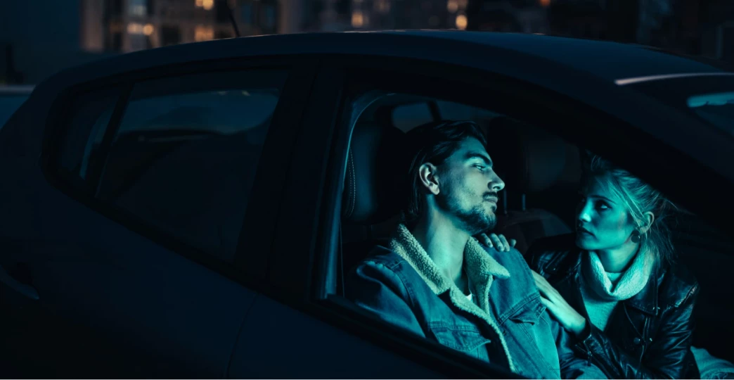 couple arguing in the car