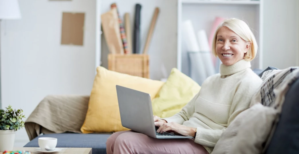 mature woman using laptop