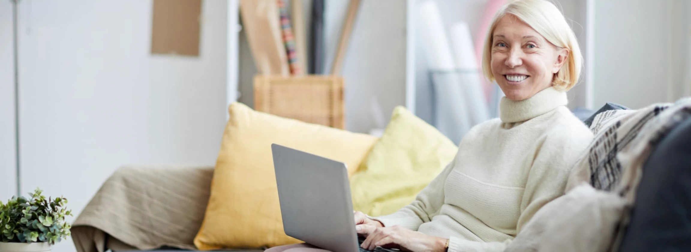 mature woman using laptop