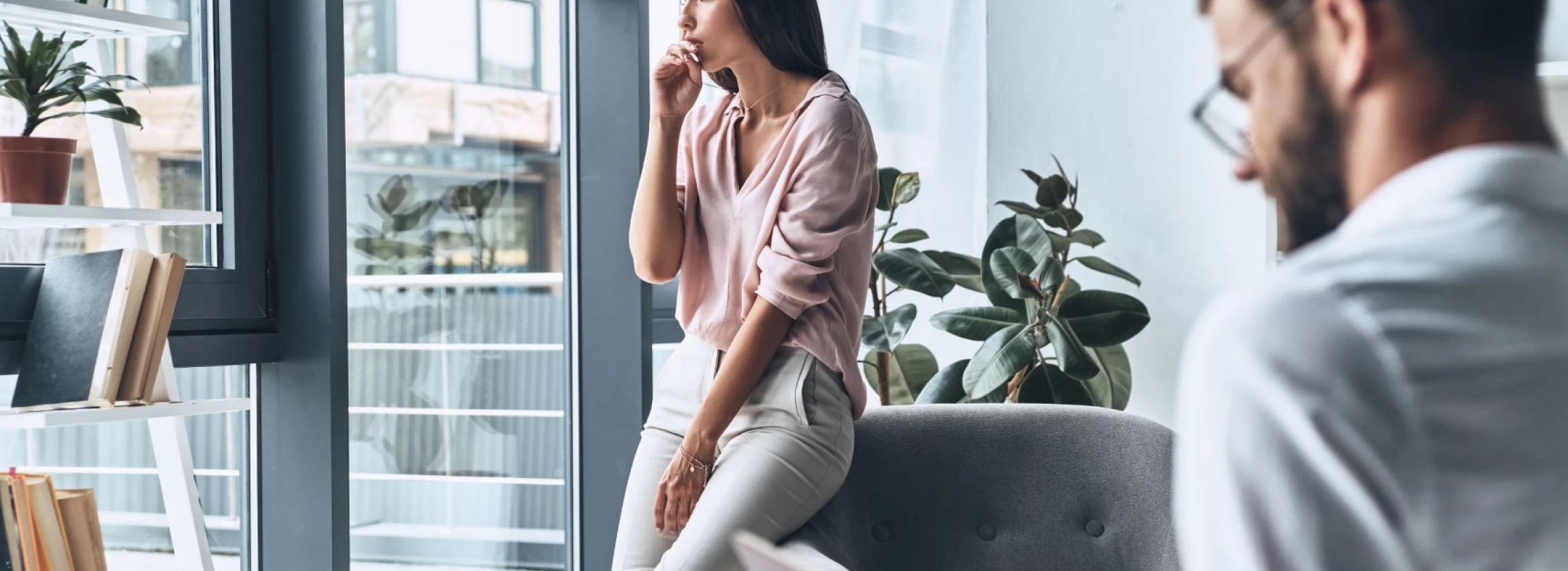 young woman thinking about relationship
