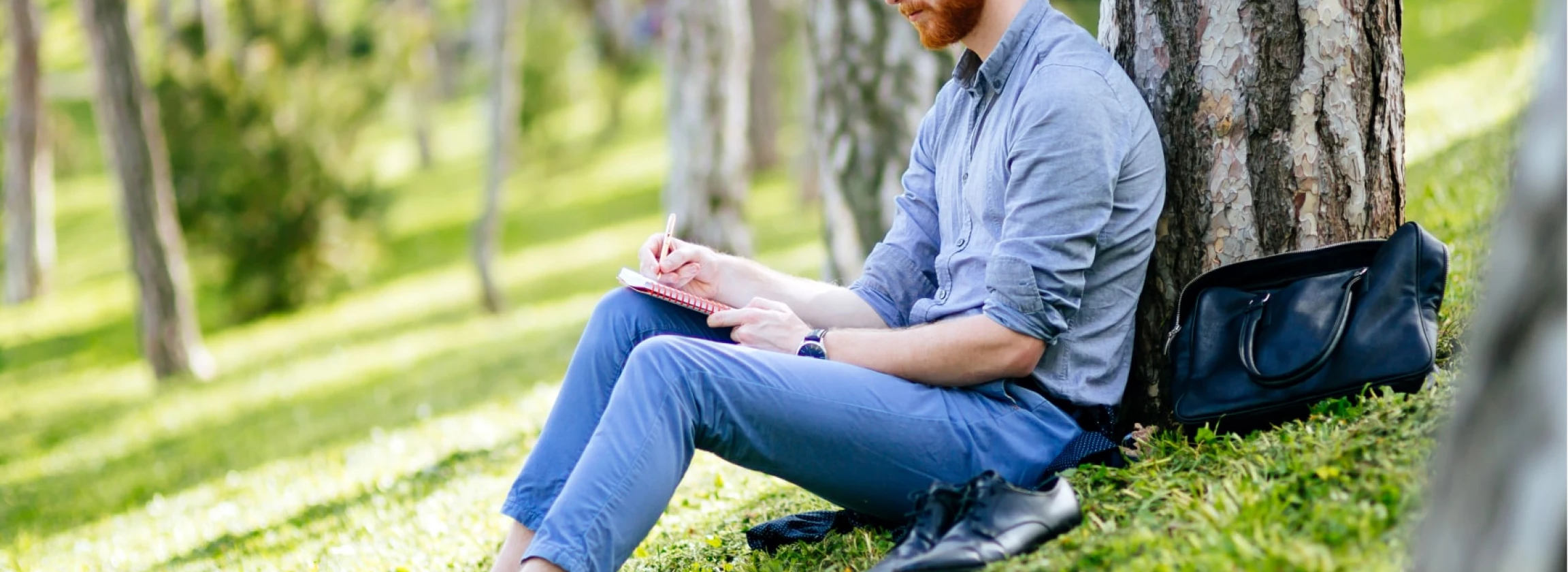 student studying in park