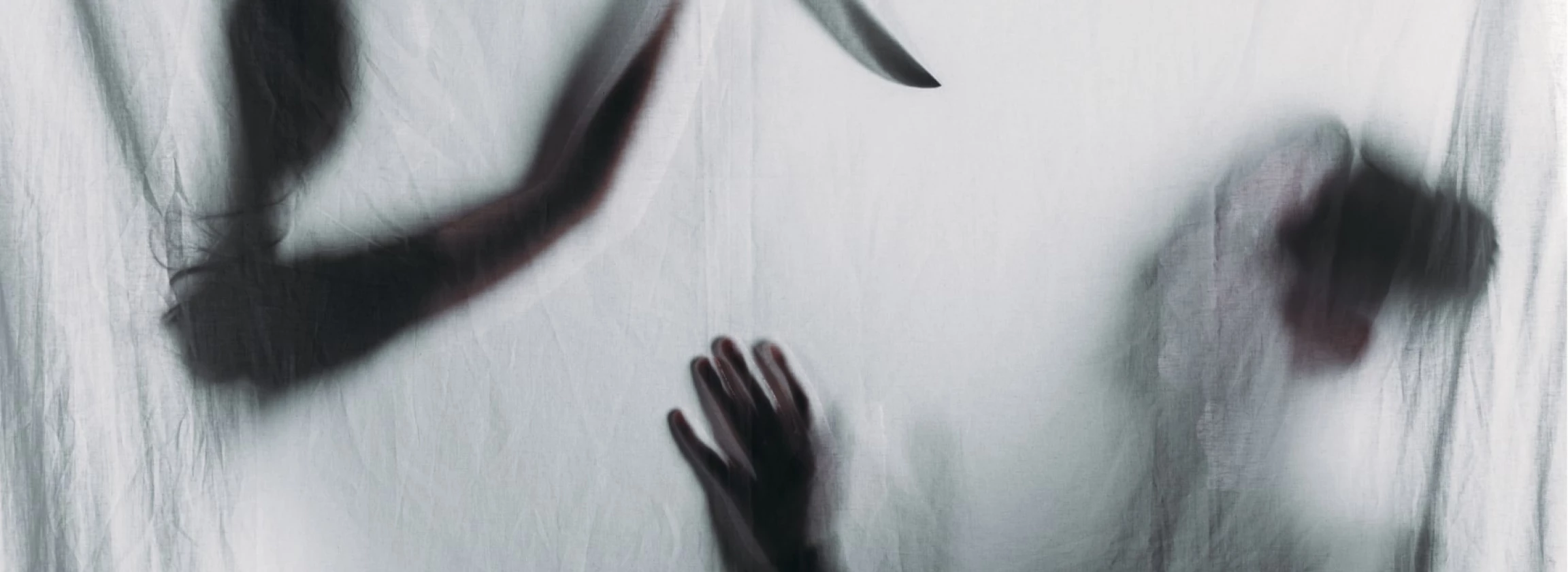 silhouette of someone holding knife and murdering victim