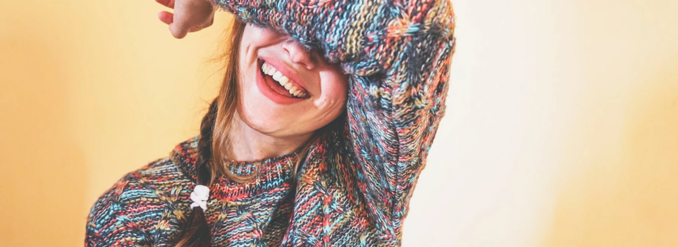 emotional portrait of a real woman laughing