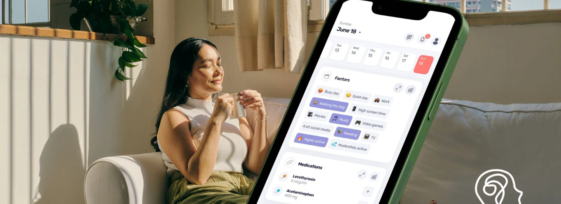 Woman relaxing, mindway screenshot