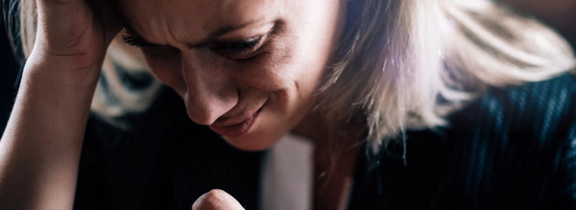 fear and anxiety female face expressing strong negative emotions