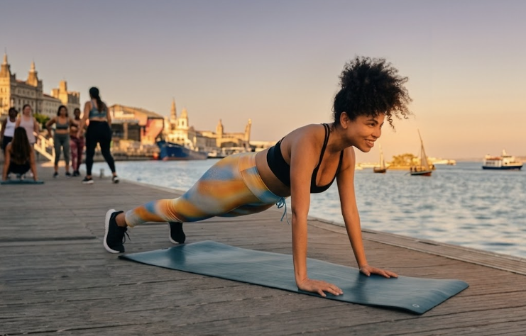 girl doing a plank
